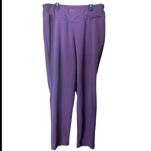 Maurices Plum Purple Crepe Pull On Ankle Pants Crossover Waist Sz Large - Picture 3 of 8